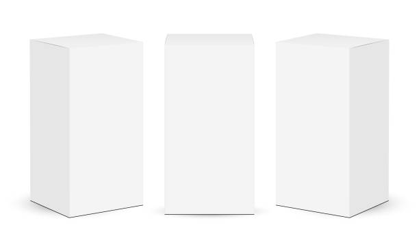 골 판지 직사각형 상자 흰색 배경에 고립 - 상자 stock illustrations