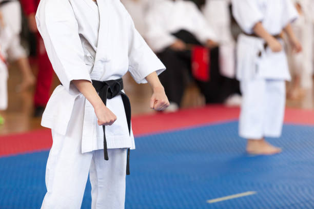 istock Karate practitioner body position during competition. Martial arts. 1146918306
