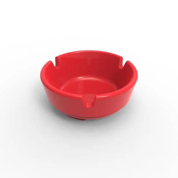 Ashtray, White Color, Cut Out, Red Color