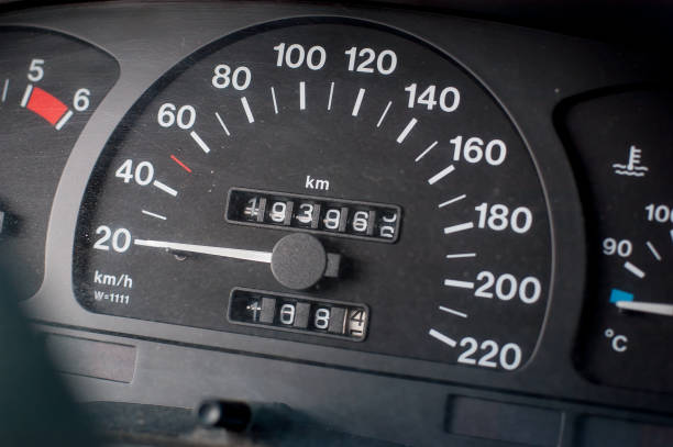istock A speedometer of a car. Max speed 220 km/h. 1146919588
