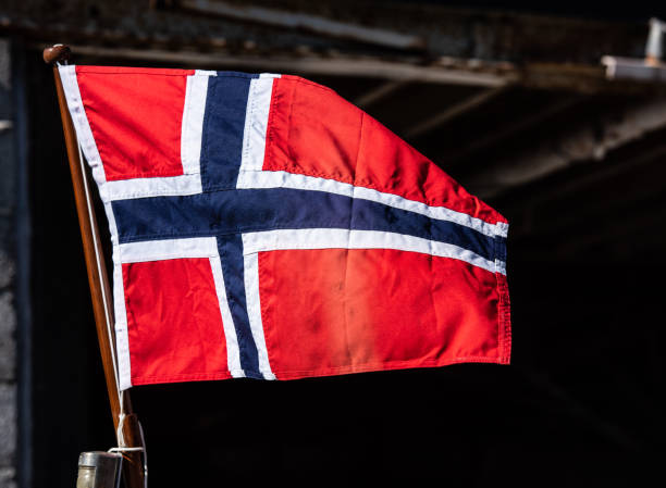 istock Flag of Norway waving in the wind 1146921170