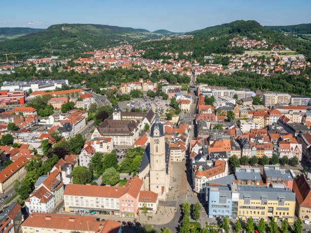 city skyline - jena nella germania dell'est - jena foto e immagini stock