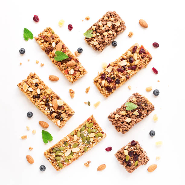 barres granola - nut snack fruit healthy eating photos et images de collection