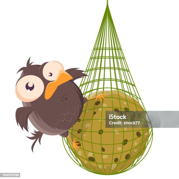 Funny Cartoon Illustration Of A Bird On A Titmouse Dumpling Stock Illustration - Download Image Now