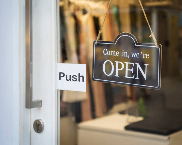 istock open sign outside a restaurant, store, office or other 1146925268