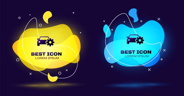 istock Black Car service icon isolated. Auto mechanic service. Mechanic service. Repair service auto mechanic. Maintenance sign. Set of liquid color abstract geometric shapes. Vector Illustration 1146925664