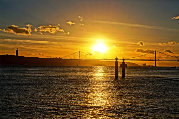 istock Sunset on the Tagus River in Lisbon 1146926717