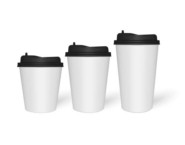 ilustraciones, imágenes clip art, dibujos animados e iconos de stock de papel blanco para ir tazas de café de diferentes tamaños-plantilla vectorial - various sizes