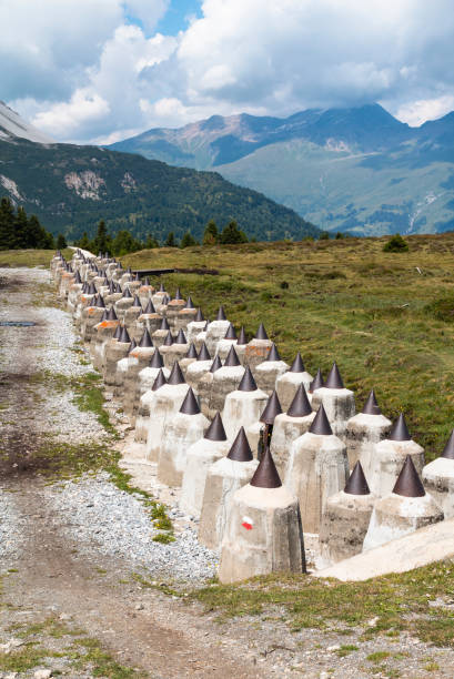 The anti tank barrier in the Plamort moor on the Italian side of the border to Austria, built in the second world war as part of the Vallo Alpino