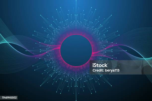 Quantum Computer Technology Concept Sphere Explosion Background Deep ...