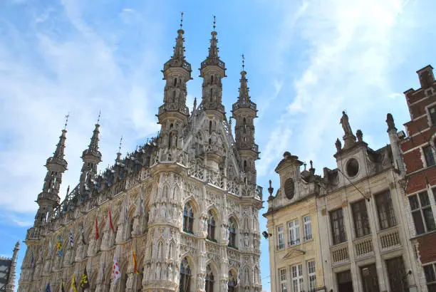 The Town Hall on the Main Market square in Leuven, Flemish Brabant, Belgium