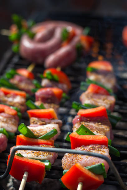 istock Chicken breast on wooden skew 1146950742