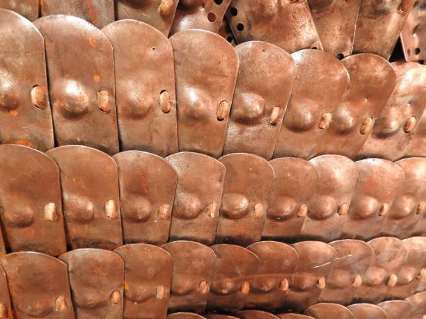 istock Close-up of Mongol armor. Background, texture concept. 1146952231