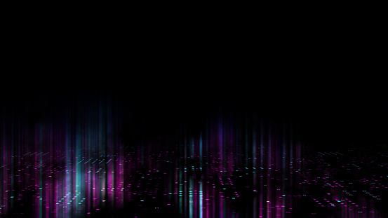 3d abstract art background render, circles and dots on the black, retrowave and synthwave illustration. Futuristic technical concept