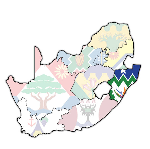 güney afrika yönetim haritası üzerinde kwazulu natal bölge bayrağı - natal stock illustrations