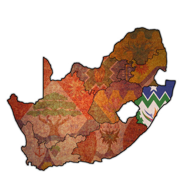 güney afrika yönetim haritası üzerinde kwazulu natal bölge bayrağı - natal stock illustrations