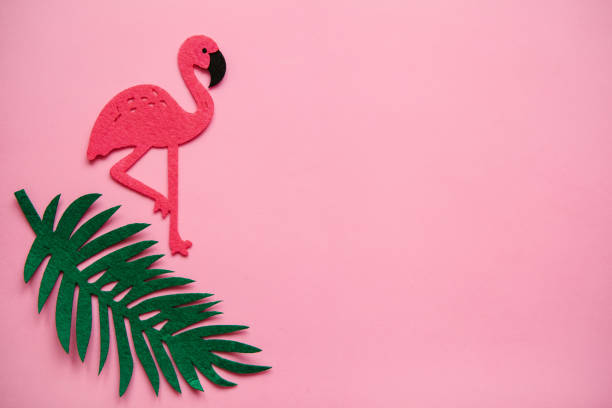 istock Flamingo and leaves on a pink background. Summer design. 1146964075