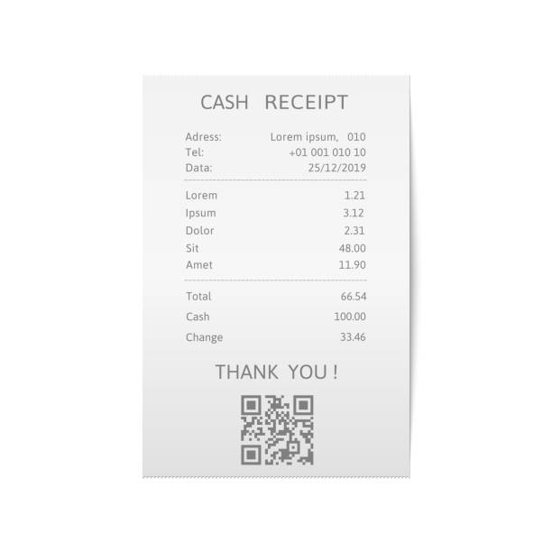 Receipt 1 Receipts printed bills. Paper check, sell receipt or bill template receipt stock illustrations