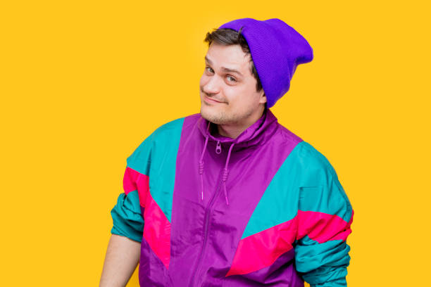 istock Funny style white man in 90s jacket and hat 1146970967
