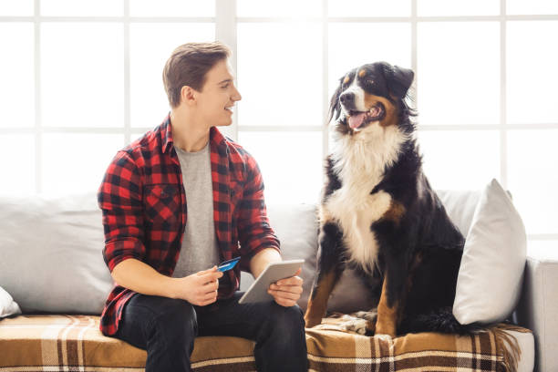 istock Young person with dog at home leisure 1146971772