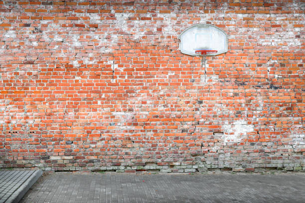 Basketball court brick wall