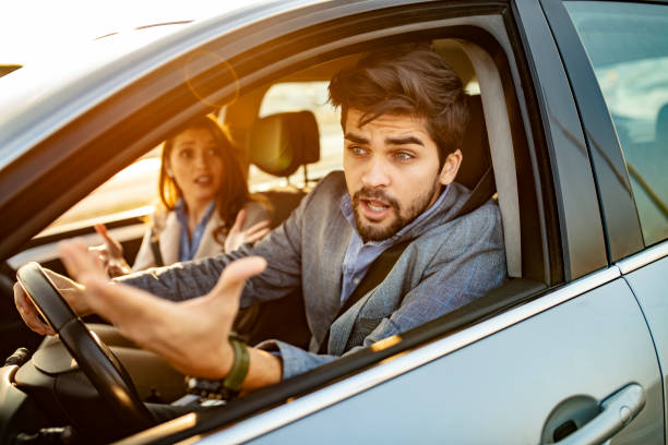 istock Nervous young man got stuck in traffic 1146973408