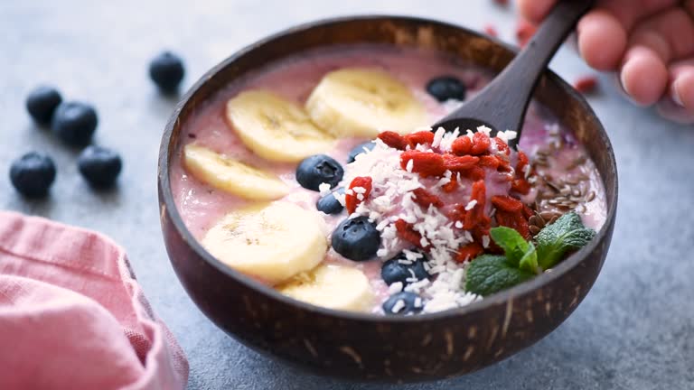 Eating healthy acai smoothie bowl