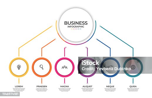 istock Business infographic template. Timeline concept for presentation, report, infographic and business data visualization. Round design elements with space for text 1146974181