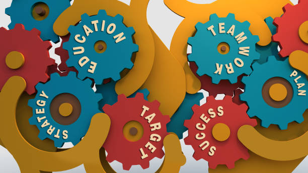 istock Business Concept Colorful Wheels 3D Render 1146975578
