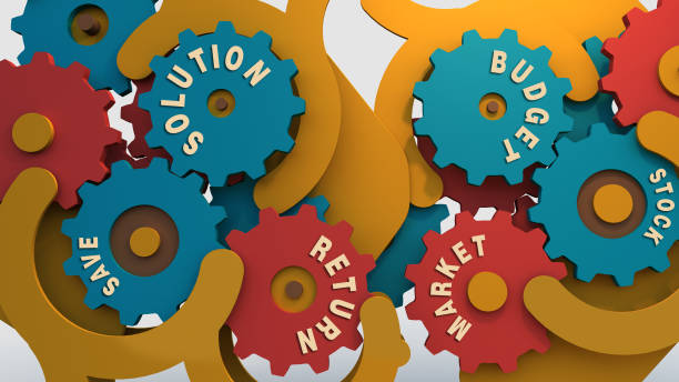 istock Business Concept Colorful Wheels 3D Render 1146978954