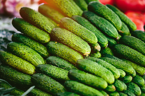 Heap of cucumbers at Farmers' market