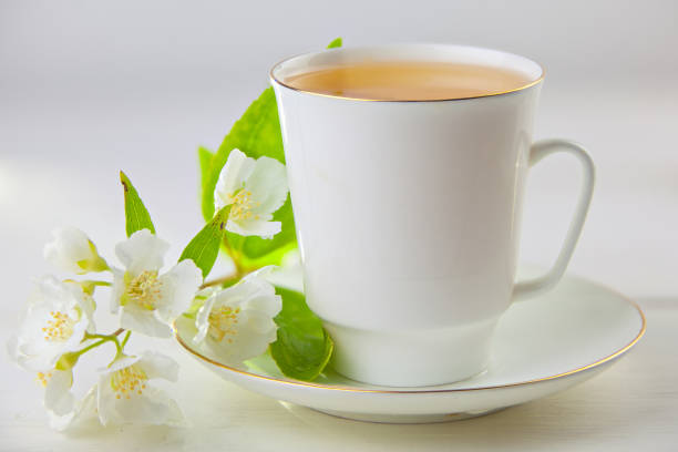 delicious green tea in a beautiful glass bowl on a table