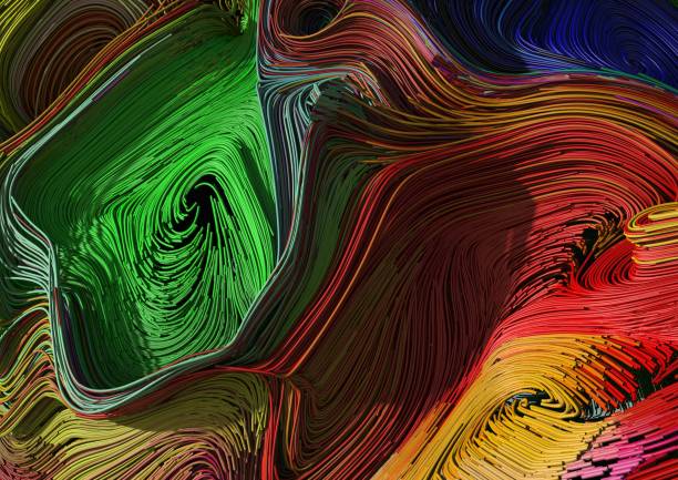 istock Braided colorful lines fractal background. 3D Illustration. 1146982733