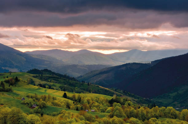 istock mountain rural area in springtime at cloudy sunset 1146983514