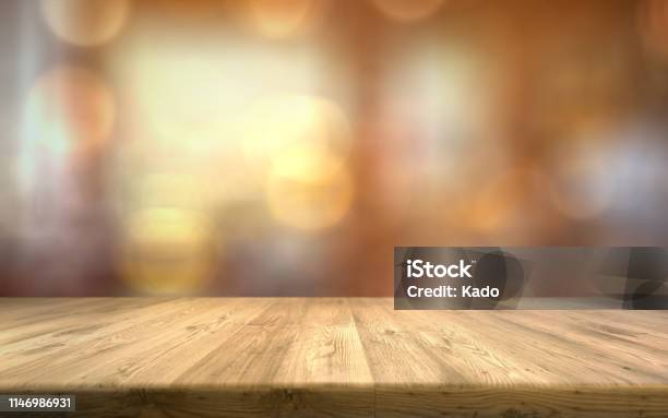 明るいぼかしの背景に木製のテーブルトップ空の茶色の木のテーブル - 背景のストックフォトや画像を多数ご用意 - 背景, テーブル, 木製