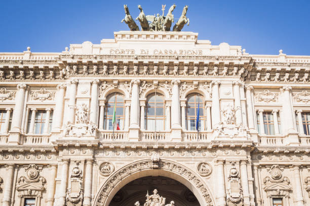 Facade of Corte Di Cassazione in Rome Italy stock photo