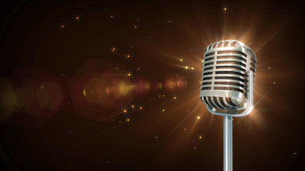 Music Retro microphone spin particle 3d animation dynamic microphone stock pictures, royalty-free photos & images