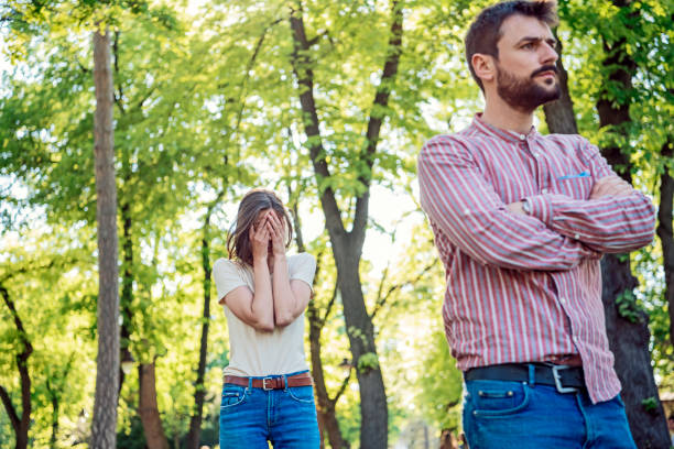 istock Young Couple is Arguing in the Park 1146990532