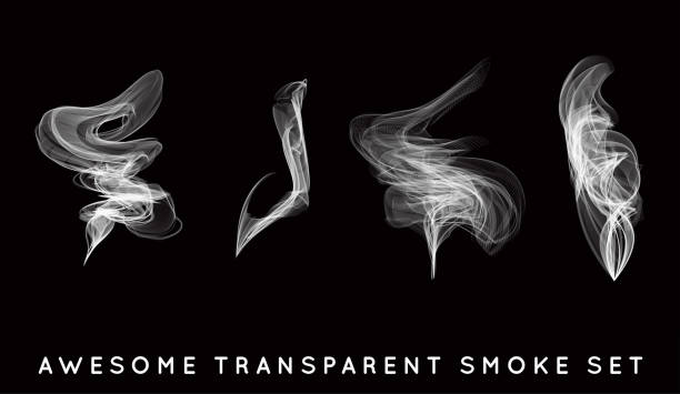 istock Set of digital realistic smoke vector illustration, curly smoke flow collection, curved transparent smoke flow image, grey smoke flow, vertical smoke flow, 3D smoke flow picture. 1146996088