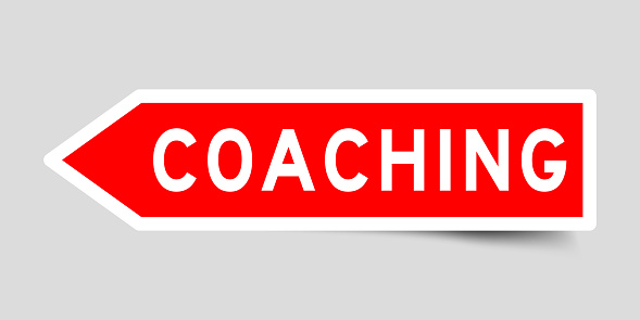 Coaching Sticker Label Sticker In Red Color Arrow Shape As Word Coaching On White ...