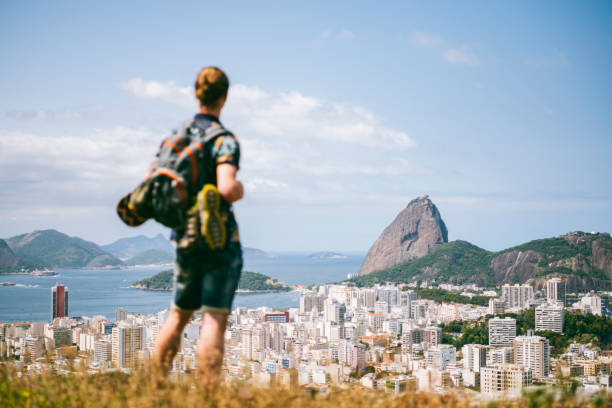 istock Young male traveller looking across Rio de Janeiro 1147004247