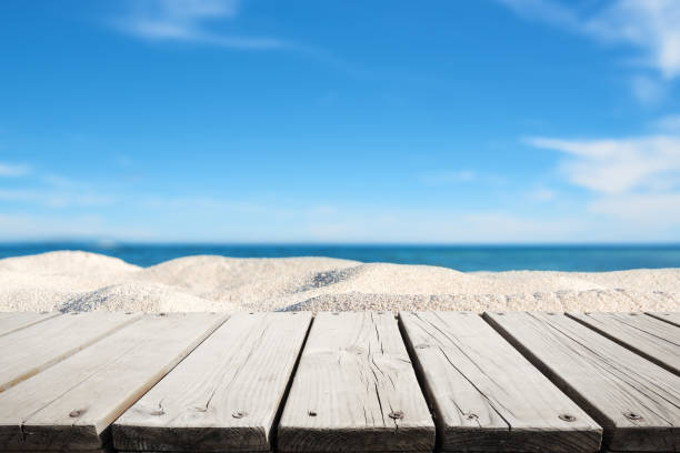 Wooden walkway on the sandy beach