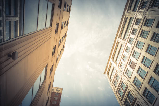 istock Low perspective angle view of Dallas skylines with cloud blue sky 1147013019