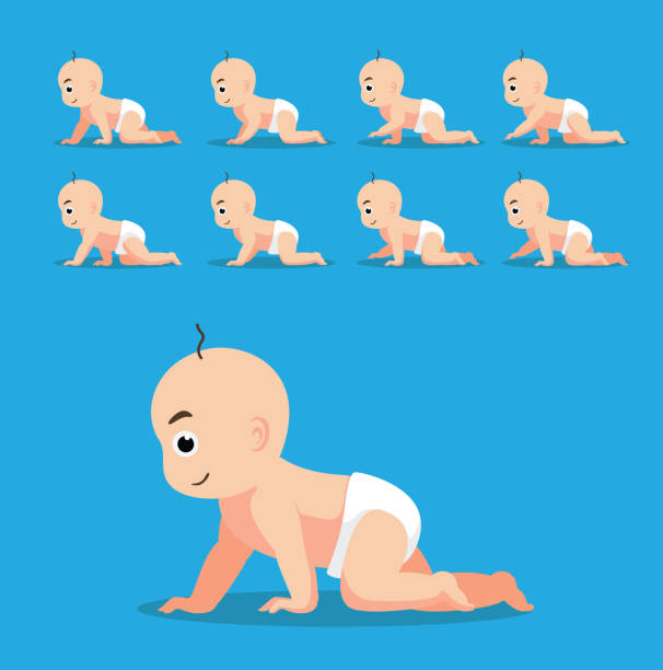 kuvapankkikuvitukset aiheesta söpö vauva indeksoiva sarjakuva poseeraa vektori kuva animaatio sekvenssi kehys merkki - crawling