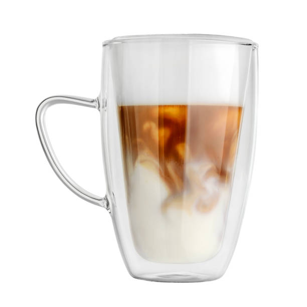 istock Double wall mug with latte coffee isolated 1147029307