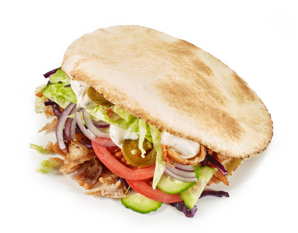 doner kebab isolated on white doner kebab isolated on white background pita bread stock pictures, royalty-free photos & images