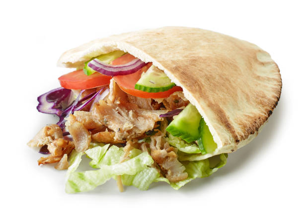 doner kebab isolated on white doner kebab isolated on white background pita bread isolated stock pictures, royalty-free photos & images