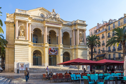 Toulon, France - 29th September 2017: Toulon Municipal Theatre, Place Victor Hugo. This is the second largest opera house in France.