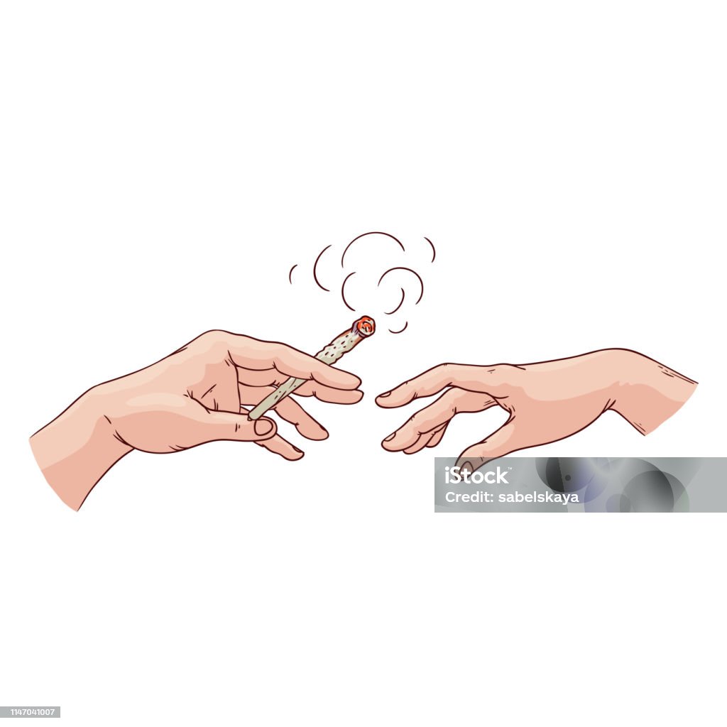 Vector smoking hands with cigarette sketch icon Vector smoking hands sketch icon. Male, female hands holding smoking cigarette. Healthcare and social issue. No smoking, smoke here sign. Isolated illustration Addiction stock vector