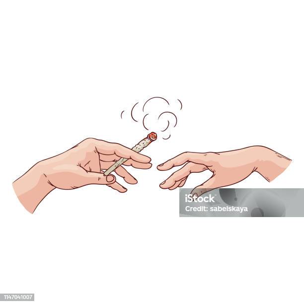 Vector Smoking Hands With Cigarette Sketch Icon Stock Illustration - Download Image Now - Addiction, Adult, Advertisement